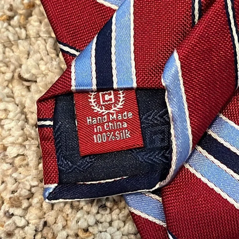 Chaps Red White‎ Blue Striped Silk Necktie